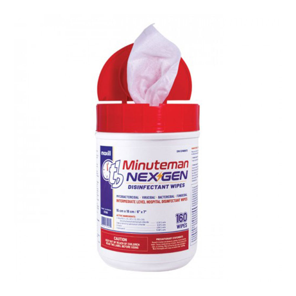 Maxill TB Minuteman NEX GEN Disinfectant Wipes, 160 wipes / Can