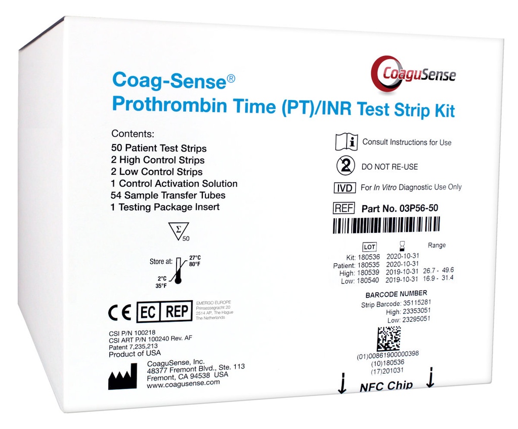 Coag-Sense PT2 Test Strip Kit - PACK OF 50 PIECES