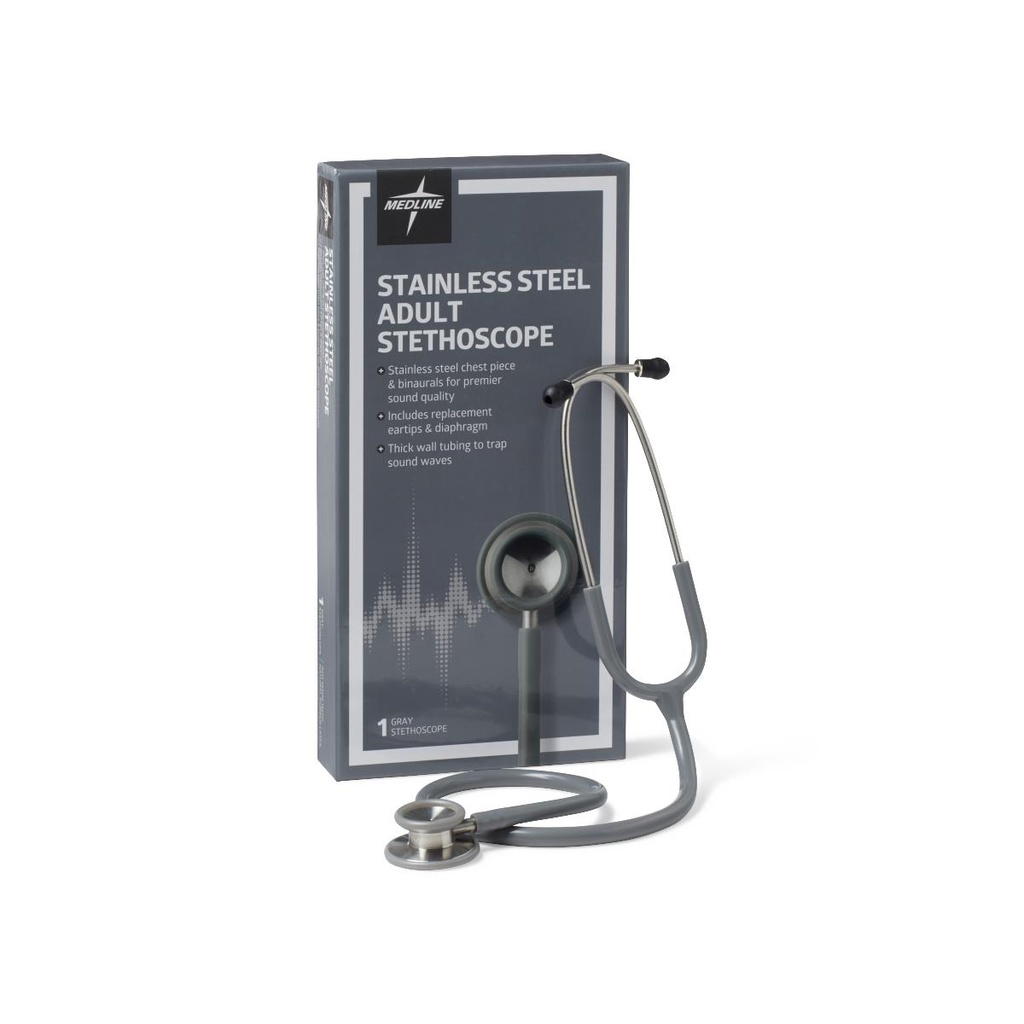 Elite Adult Stainless Steel Stethoscopes-GRAY