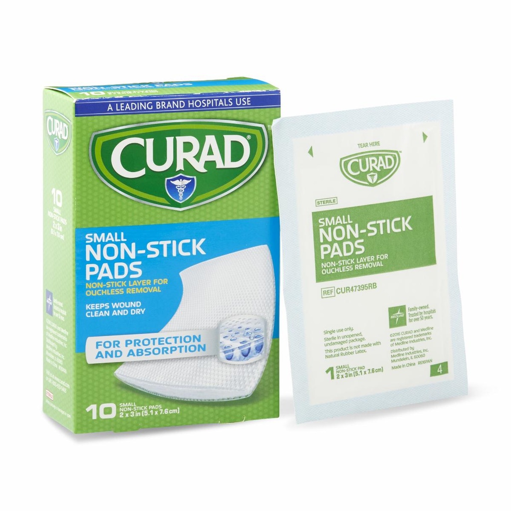 CURAD Sterile Nonstick Pads, 2" x 3",  10/Box