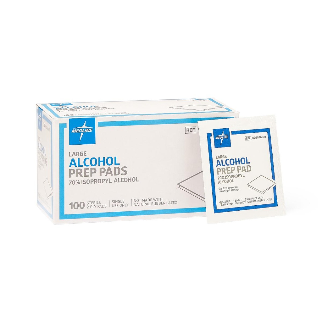 Medline LARGE Sterile Alcohol Prep Pads