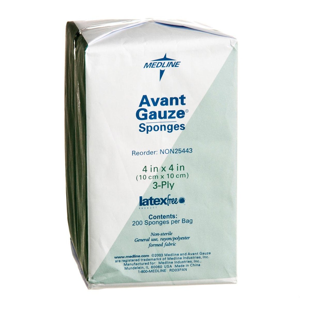 Medline Non-Sterile Non-Woven Gauze Sponge - 4" X 4" 3PLY