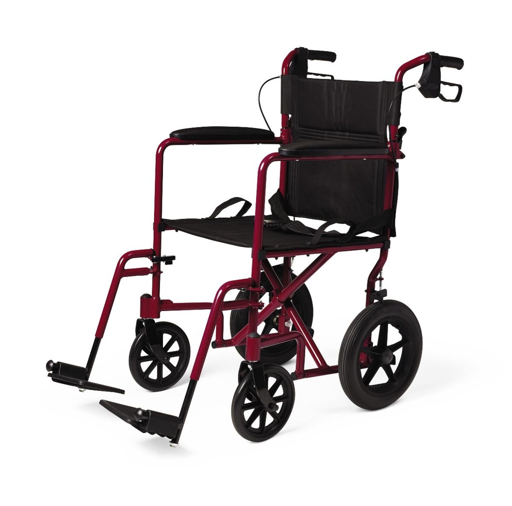 Medline Aluminum Transport Chair with 12" Wheels (RED)