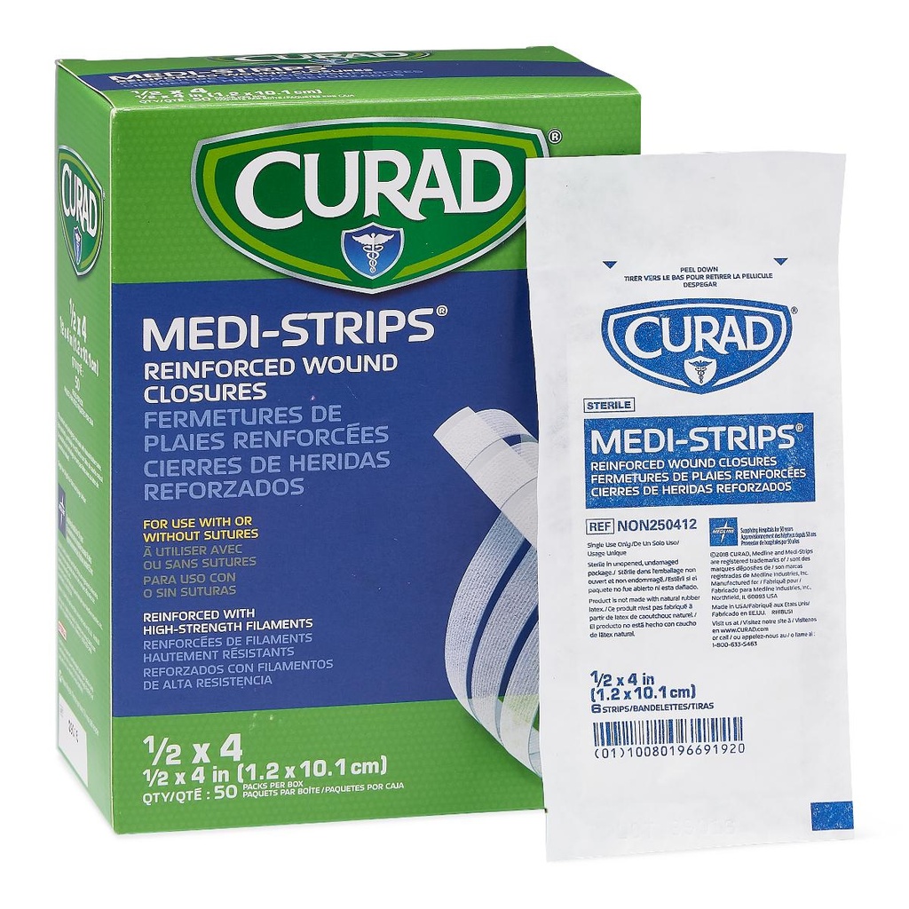 CURAD Medi-Strip Reinforced Wound Closures, Box of 50