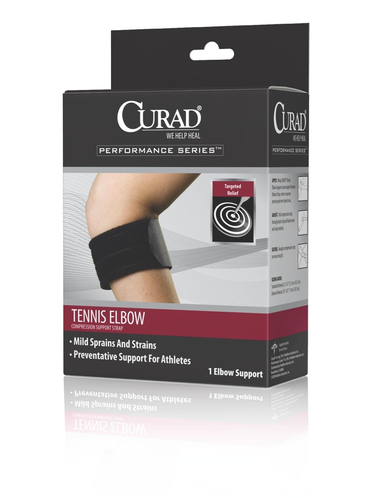 CURAD Tennis Elbow Compression Support Strap, Deluxe, Universal Size, 21"