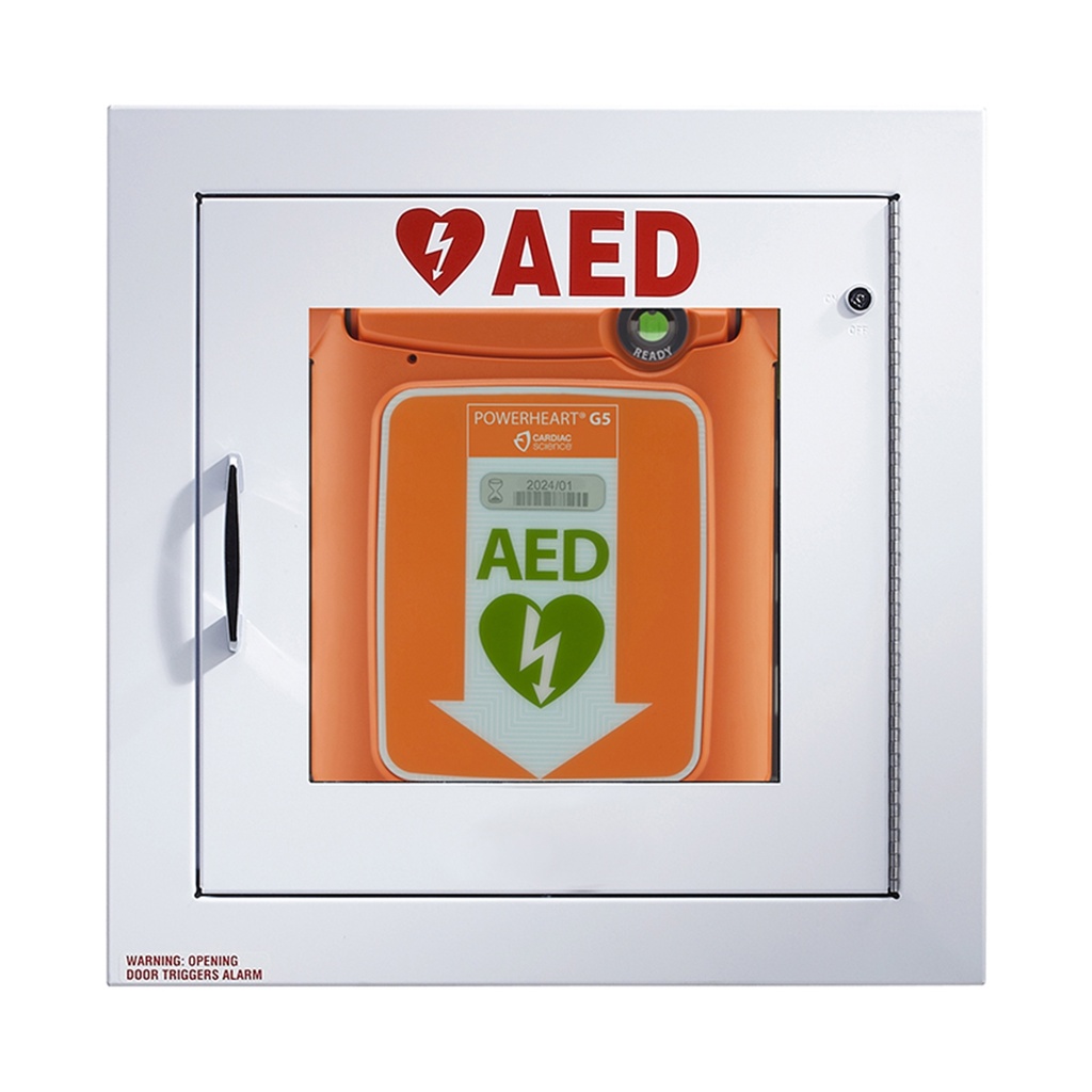 Cardiac Science AED Wall Cabinet: Surface Mount with Alarm, Security Enabled