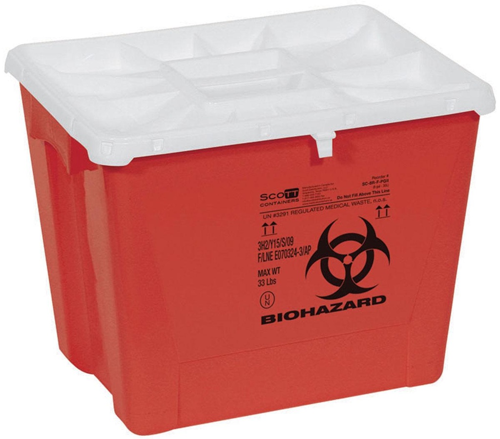 MEDLINE PG-II Flat Sharps Container - 8Gal (RED)