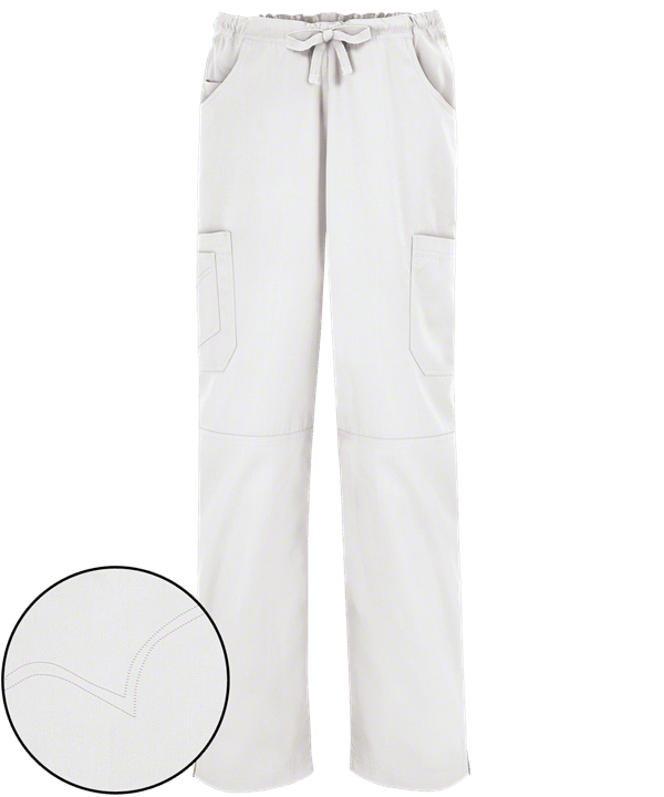 UA Butter-Soft Women's 8-Pocket Drawstring Scrub Pants - LARGE/WHITE