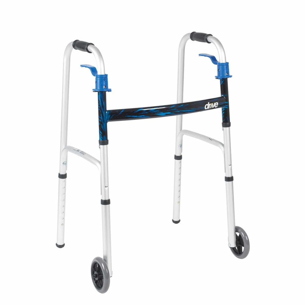 Drive Deluxe, Trigger Release Folding Walker with 5" Wheels