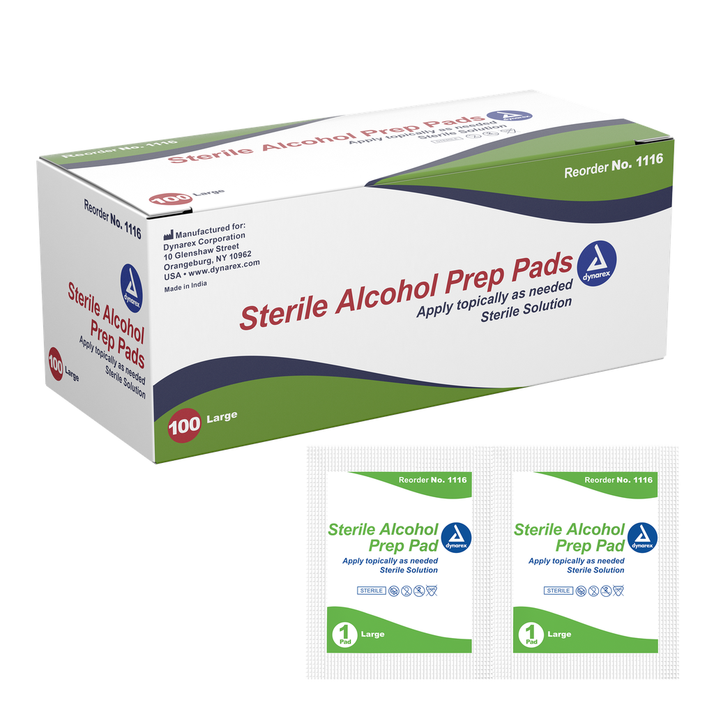 Dynarex Sterile Alcohol Prep Pads LARGE