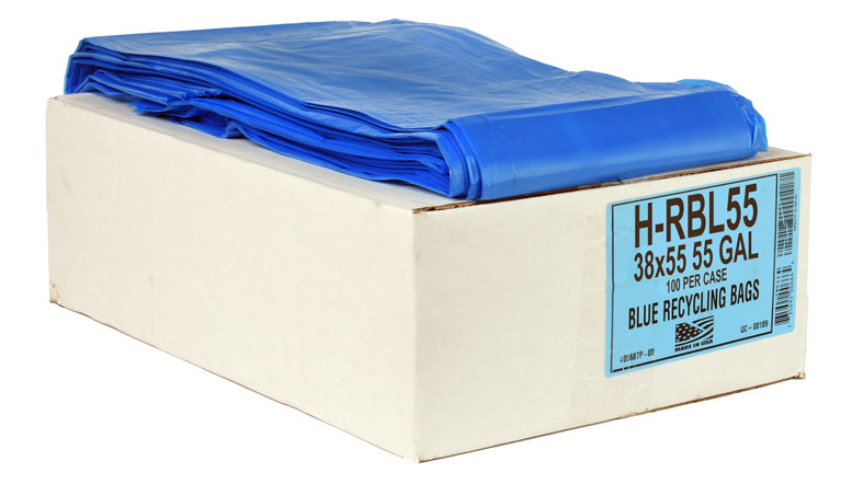 Blue LD 55-60 Gallon Recycling Bag, 38XinchX x 55XinchX 