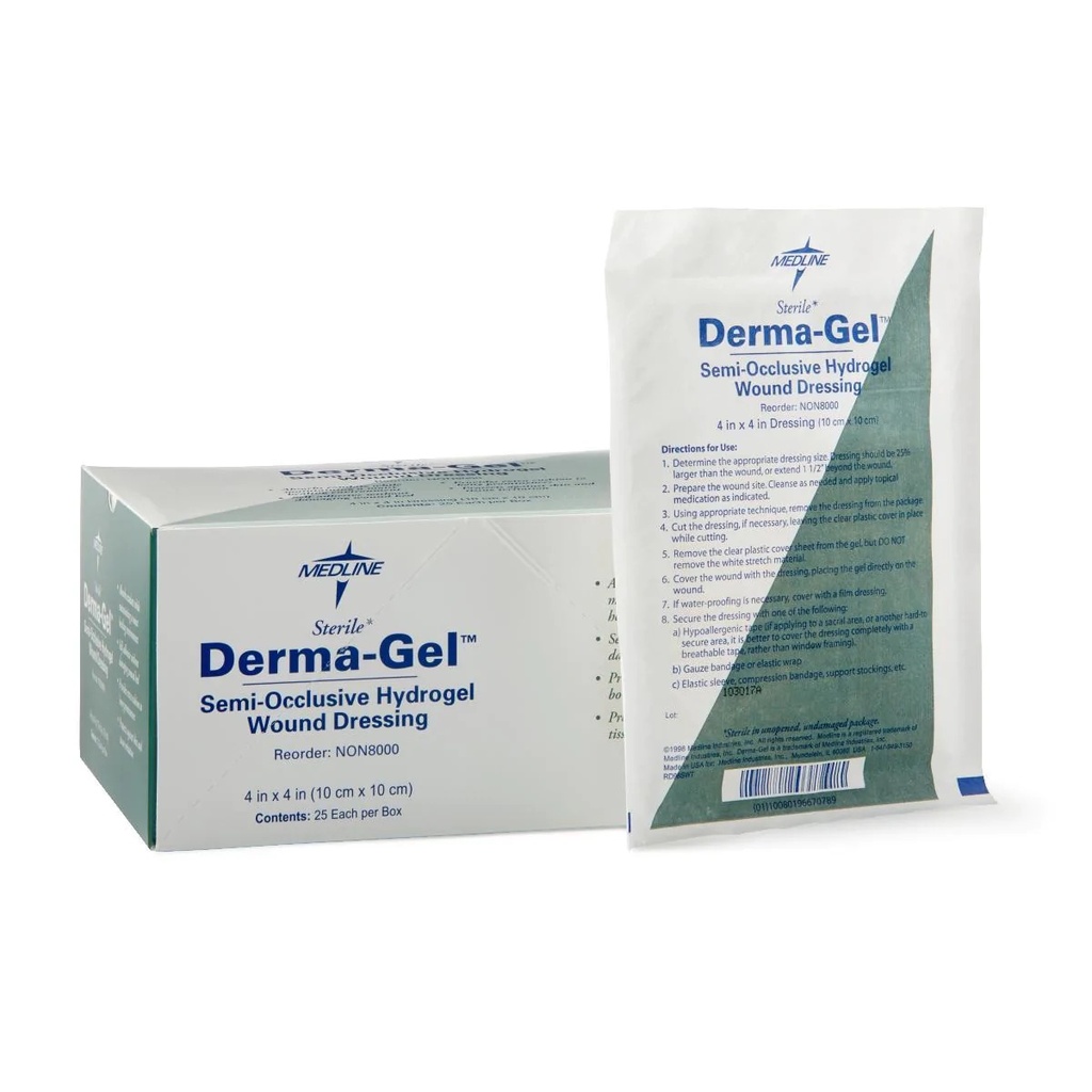 DRESSING, DERMA-GEL, HYDROGEL, WAFER, 4" X 4"