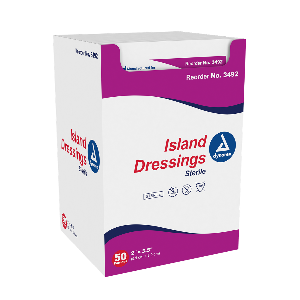 Dynarex Island Dressing, Sterile, 2" X  3.5" (50 / Box)