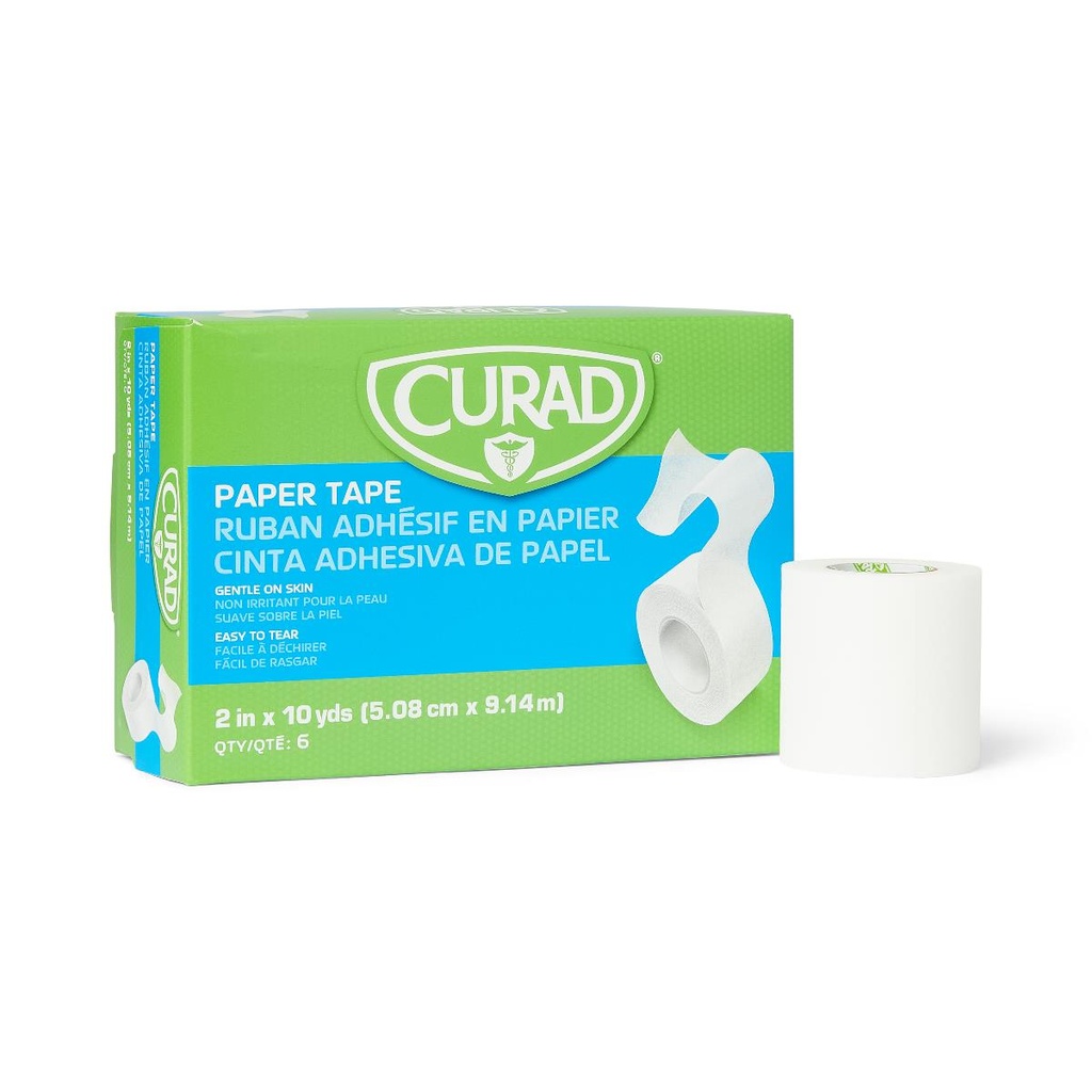 TAPE, PAPER, HYPO, CURAD, 2" X10YD, LF,  6/Box