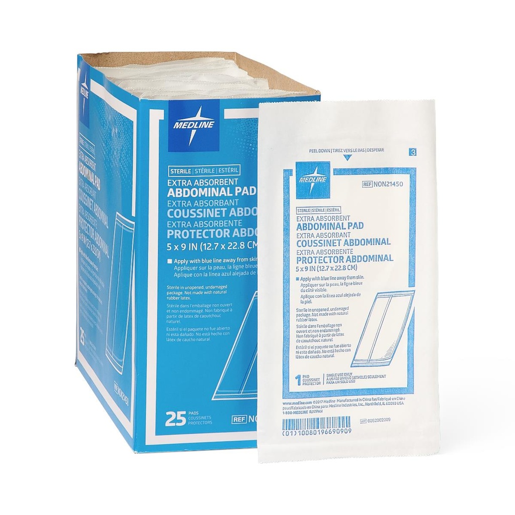 Medline Sterile Abdominal Pad 5" X 9" (25 / Box)