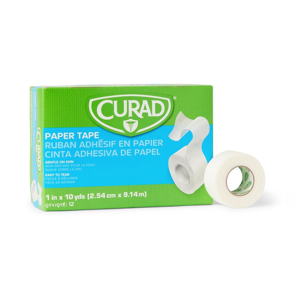 Medline CURAD Paper Adhesive Tape, 1" x 10YD,  12/Box