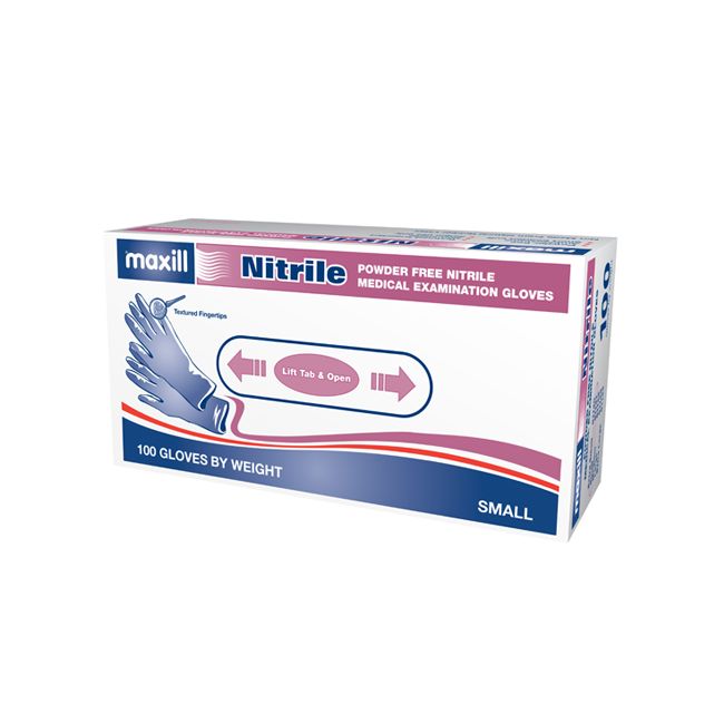 Maxill Nitrile Latex-Free, Powder-Free Gloves SMALL, 100 / Box