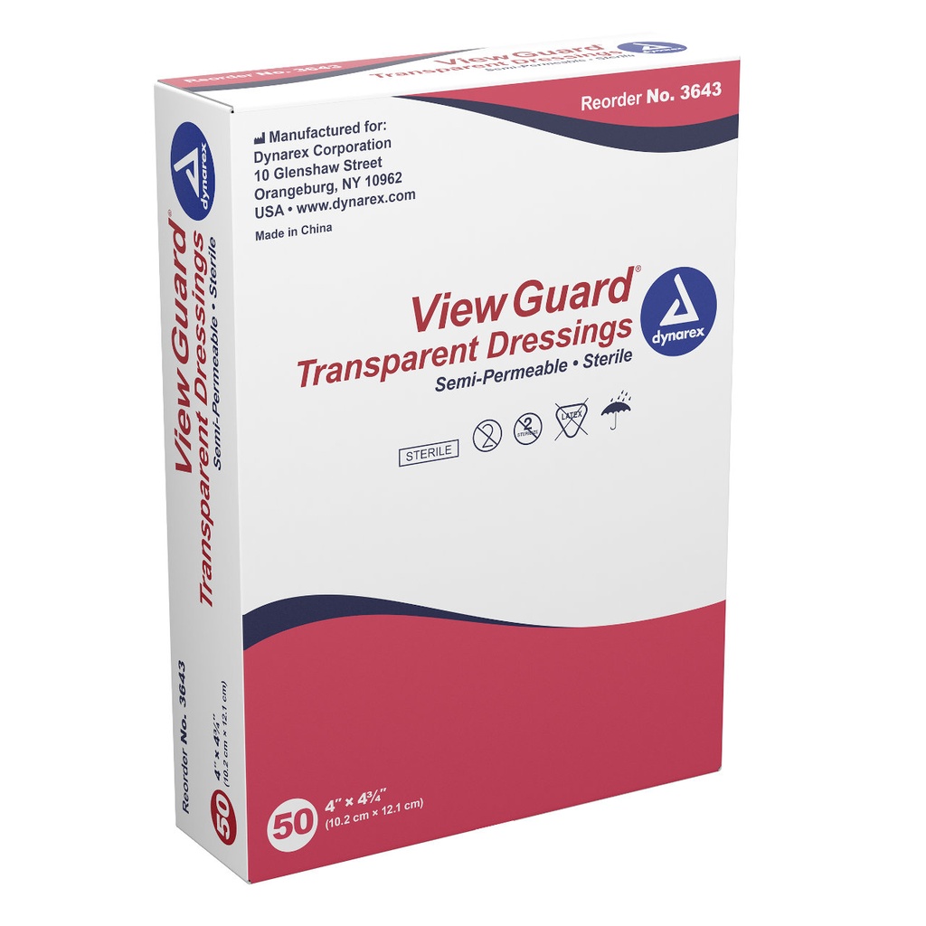 View Guard Transparent Dressings Sterile - 4" x 4 3/4", 50/Box