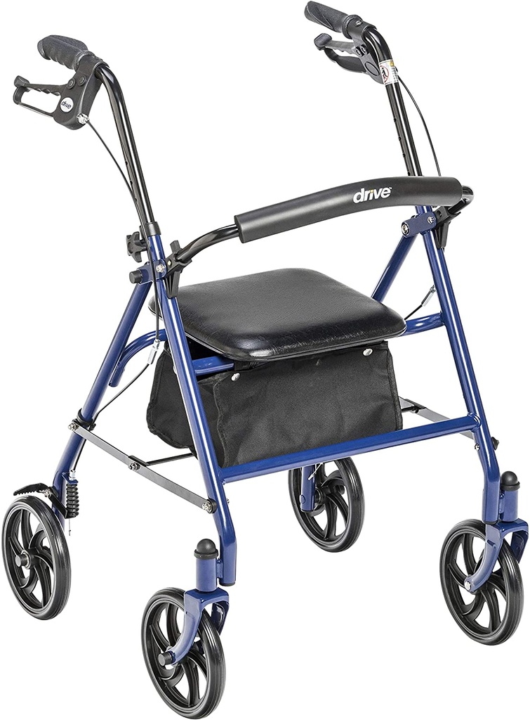 Drive 4-Wheel Durable Rollator with 7.5" Casters & Basket - BLUE