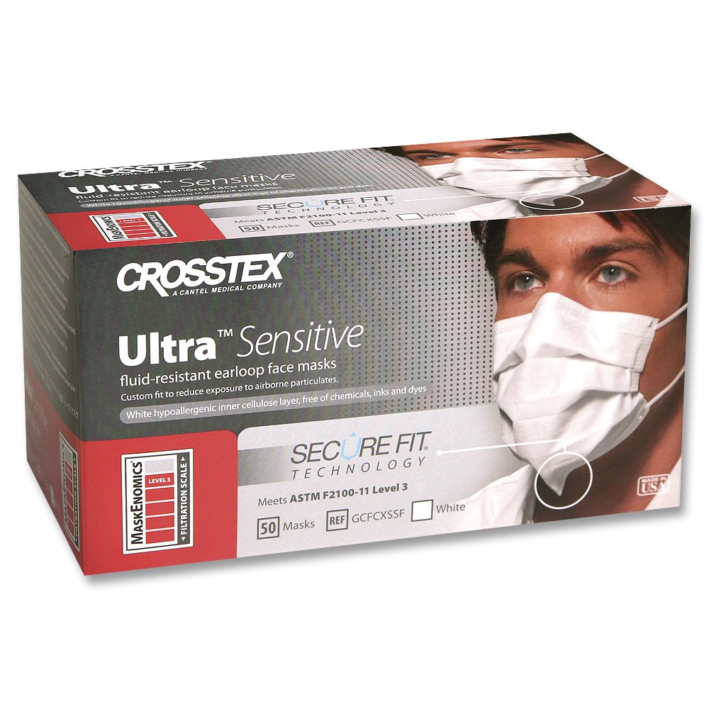 Crosstex Ultra Sensitive Earloop Mask w/Secure Fit Mask Technology, 40/Box