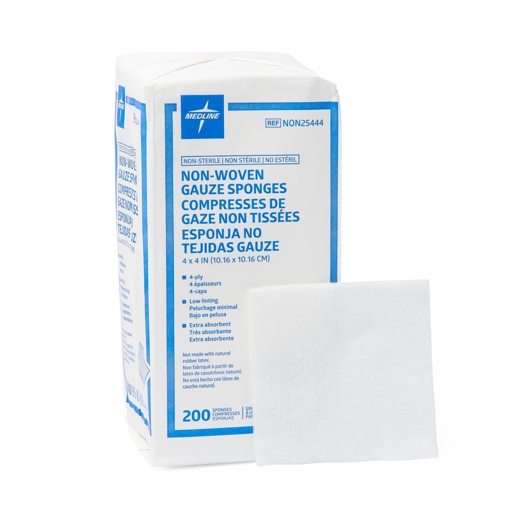 Gauze Nonsterile Nonwoven 4-Ply Sponges, 4" x 4"