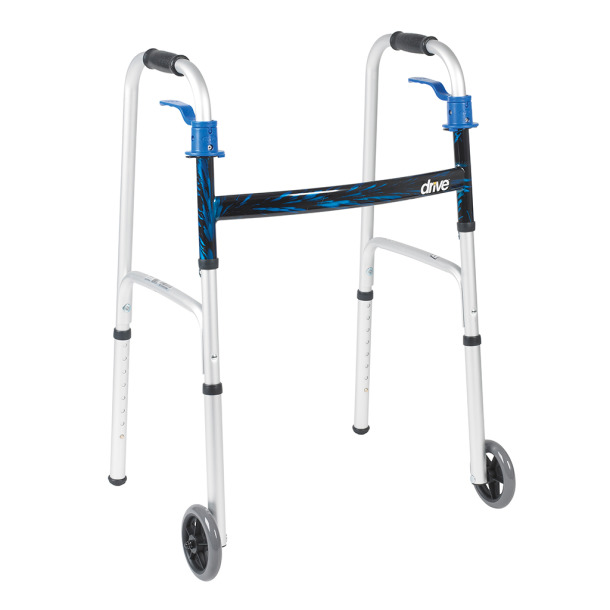 Deluxe, Trigger Release Folding Walker with 5" Wheels