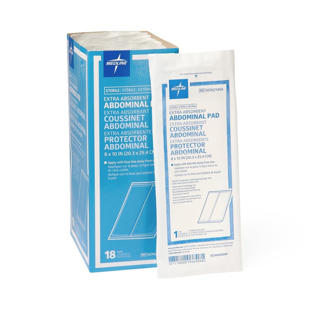 Medline Sterile Abdominal Pad  8" X 10" (18 / Box)