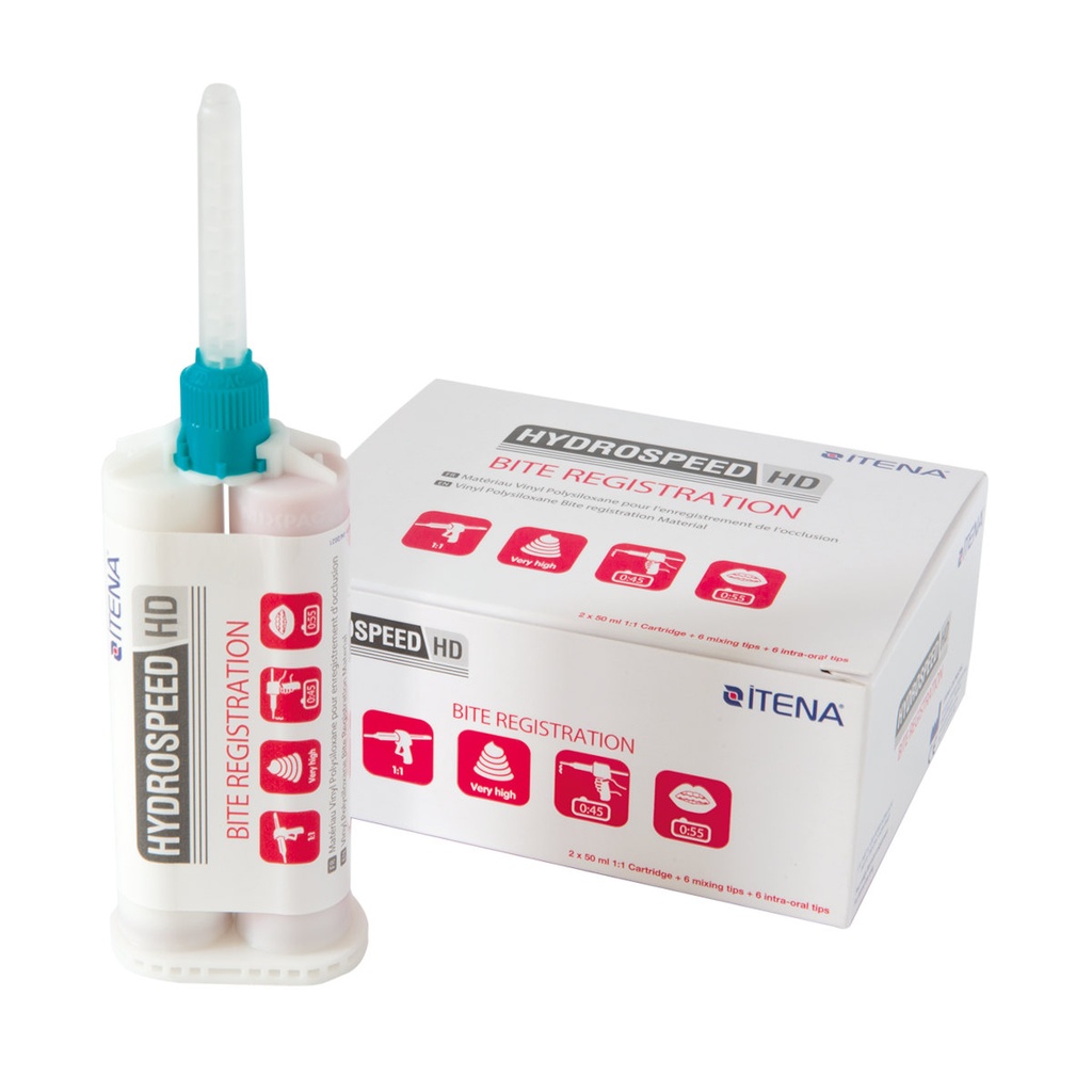 Itena Hydrospeed Bite Registration Material - PACK OF 2 (50ML) BITE REGISTRATION CARTRIDGES, 6 x MIXING TIPS & 6 x INTRA-ORAL TIPS