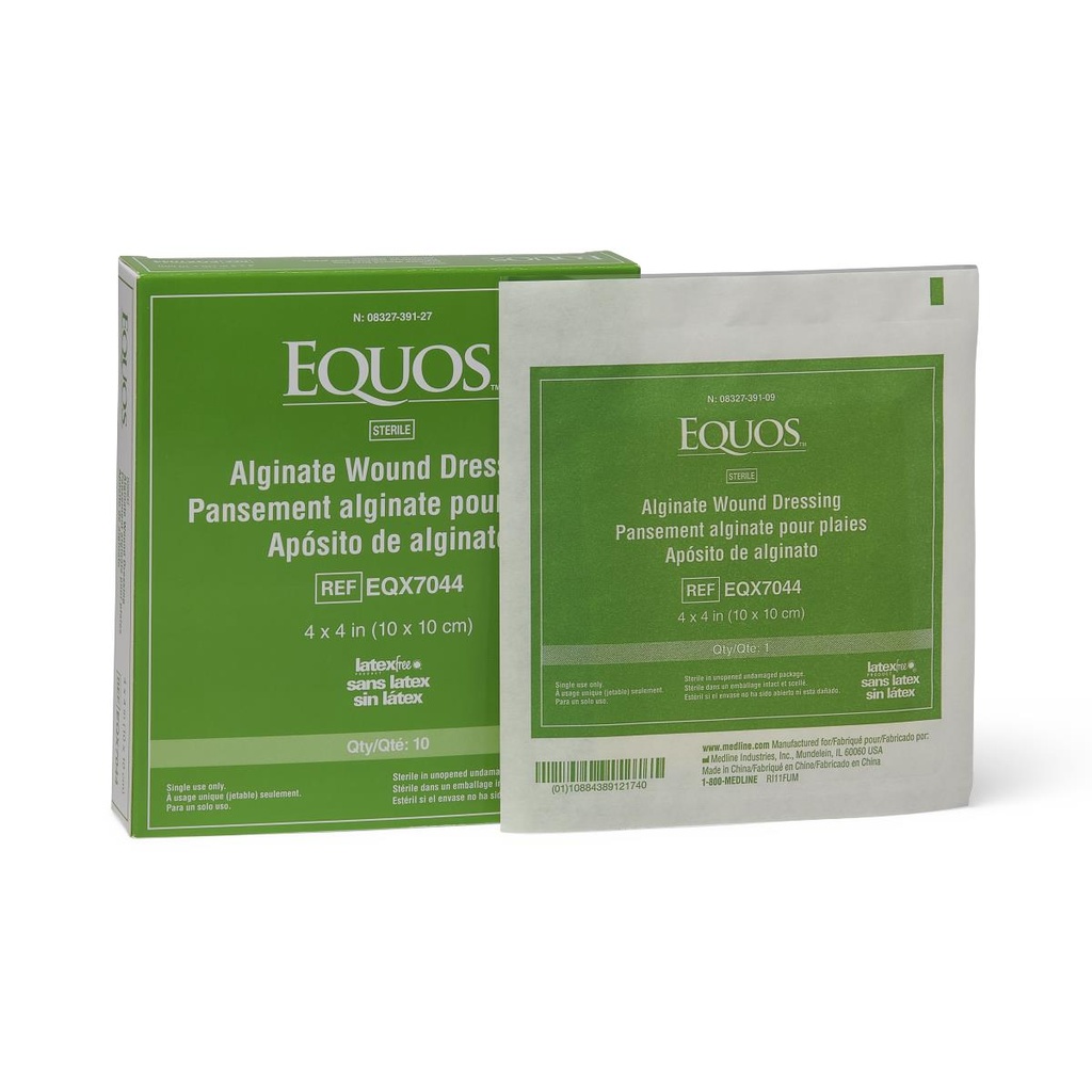 EQUOS Calcium Alginate Wound Dressing, 4" X 4", Box of 10 Dressings