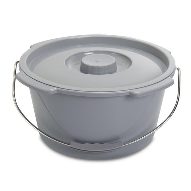 7.5 qt commode bucket with carry handle, cover and splash shield