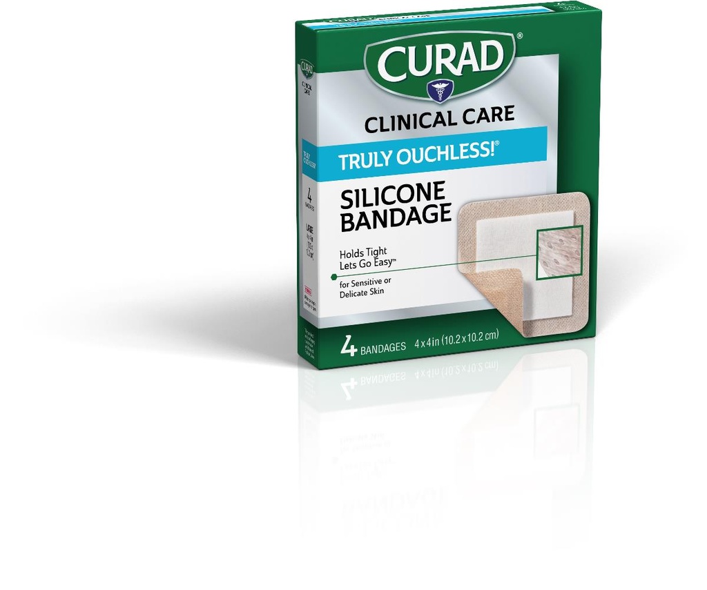 CURAD Silicone Flexible Fabric Bandages, 4" x 4"