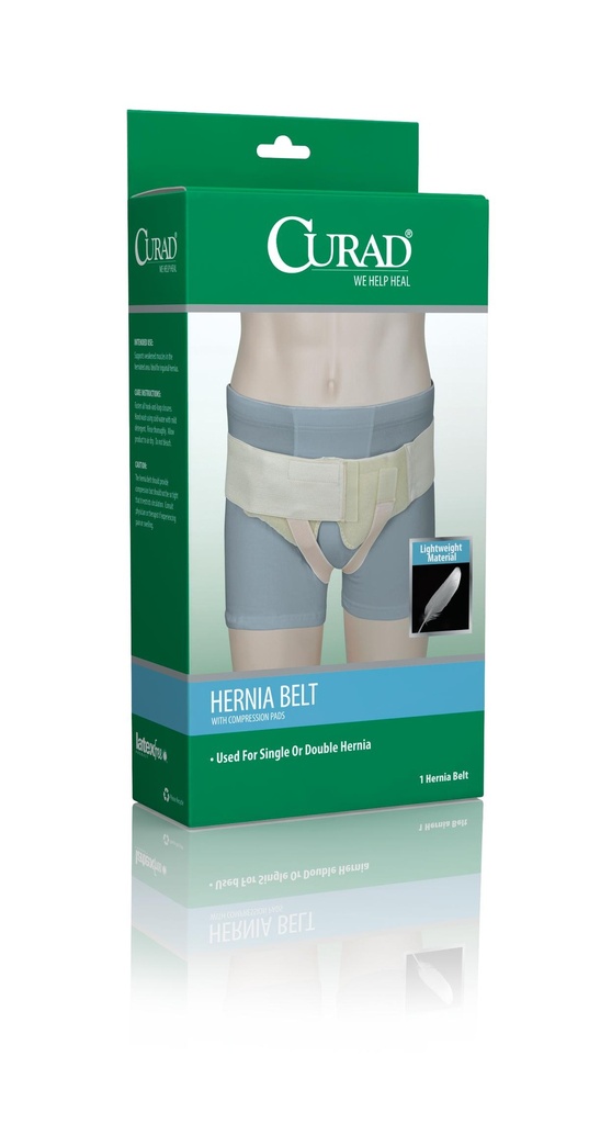 CURAD Hernia Belt with Removable Compression Pads, Hook-and-Loop Closure, Elastic, Black, Size L