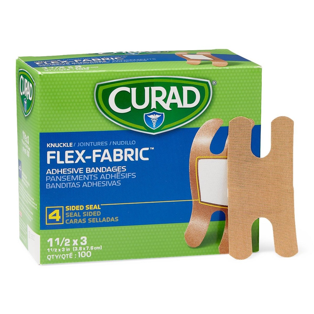 CURAD Fabric Adhesive Bandage, for Knuckles, 100/Box