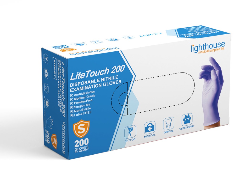 LHMS Small Nitrile Medical Examination Gloves, Powder-Free, Non- Sterile, Violet 200 / Box