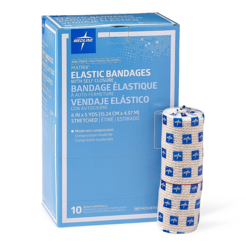 Medline Nonsterile Matrix Elastic Bandages  6" x 5 YRD