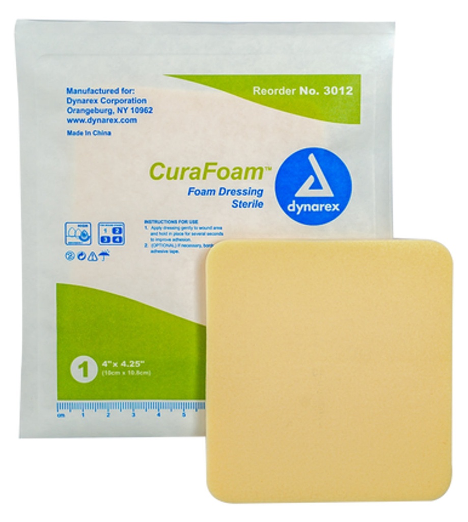 CuraFoam - Foam Dressing 4" X 4.25" (Box of 10)