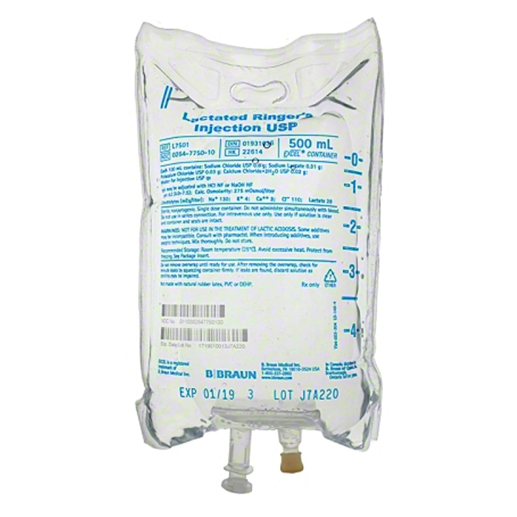 BBraun Lactated Ringer's Injection USP (EXCEL) - CASE of 24 x 500 ml