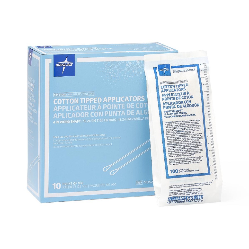 Medline Non-Sterile Cotton Tipped Applicator (6" Wooden Shaft)