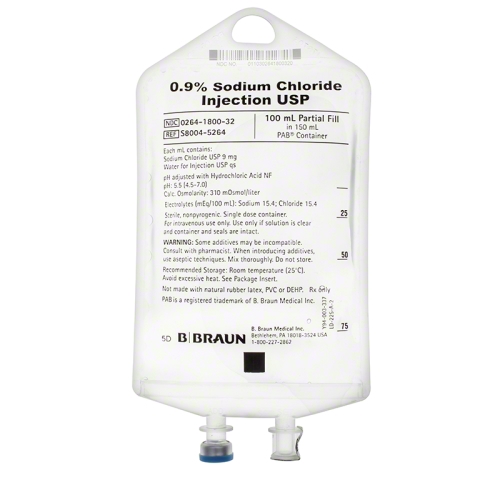 B Braun 0.9% Sodium Chloride Injection (100ml Fill in 150ml PAB)