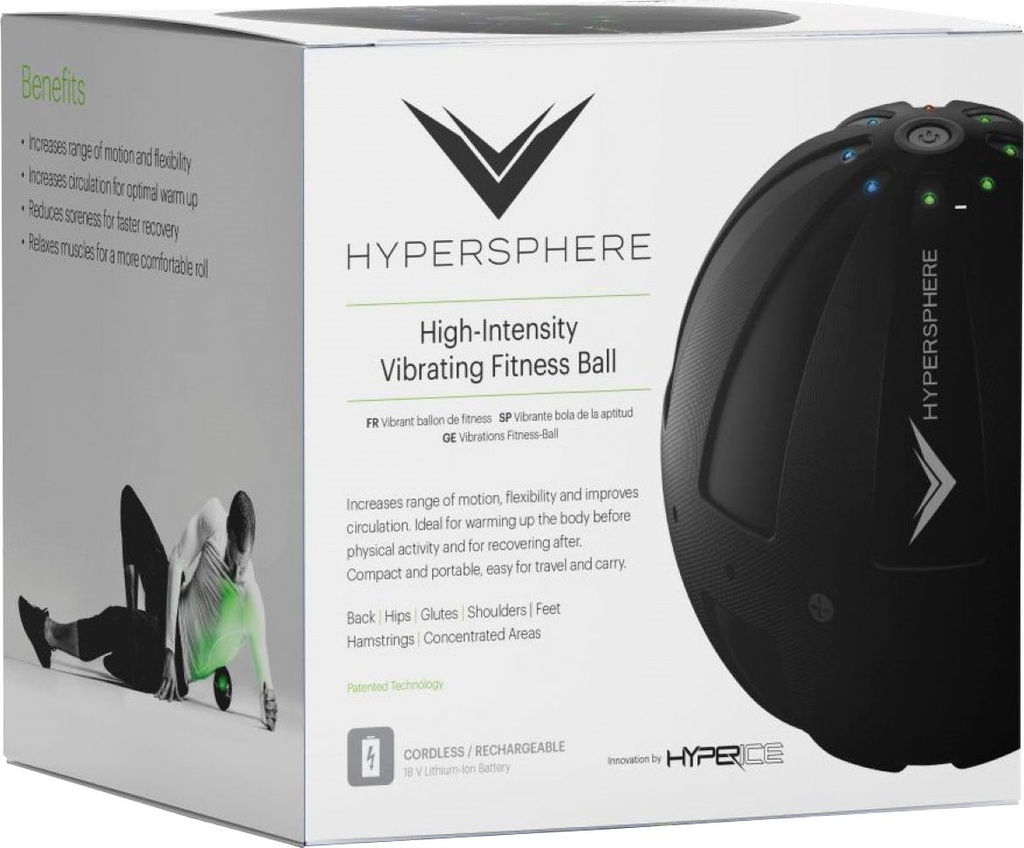 HYPERICE Hypersphere Black Vibrating Roller Ball (6 PACK RETAIL)