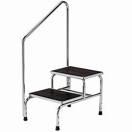 Clinton Chrome Two-Step Step Stool with Handrail