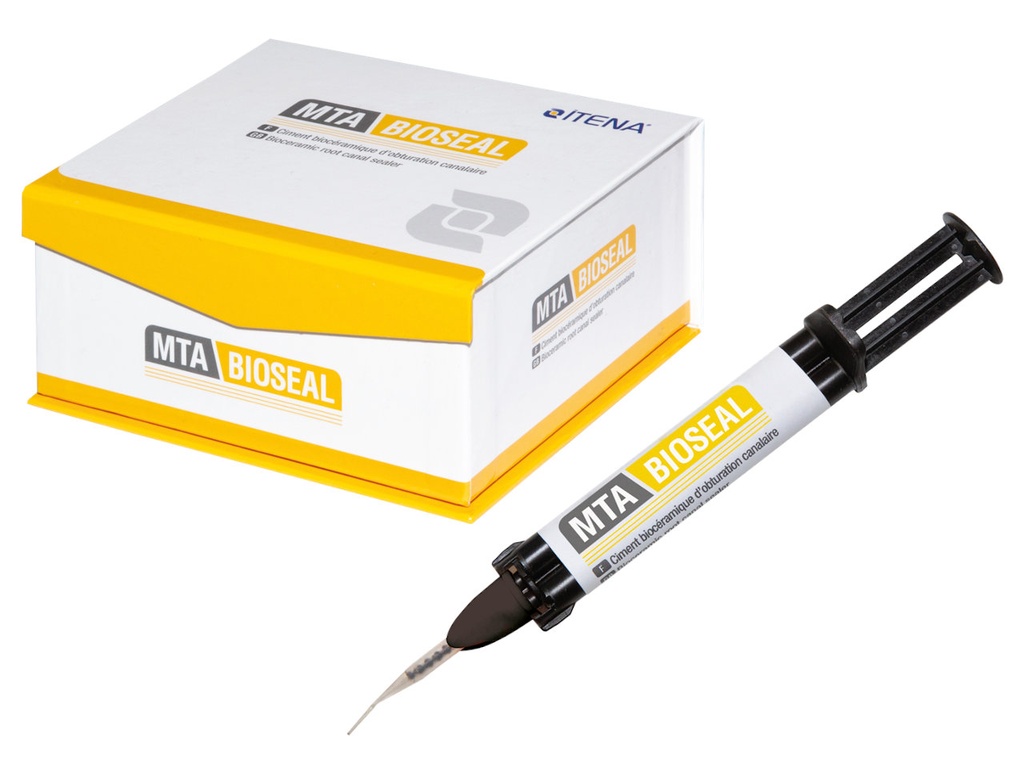 Itena MTA Bioseal Endodontic Root Canal Sealer with MTA - PACK OF 1 (4G) MTA CEMENT SYRINGE, 10 MIXING TIPS & 1 MIXING PAD