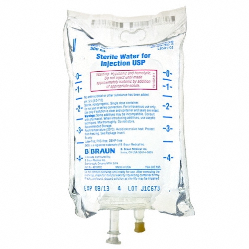 [L8501-01] B Braun Sterile Water for Injection (USP 500mL EXCEL) Case of 24