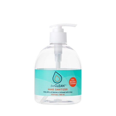 [BC-SAN-004] beCLEAN Hand Sanitizer Gel (16.9fl oz /500ml) Pump Bottle (75% Alcohol, w/ Moisturizing Aloe)