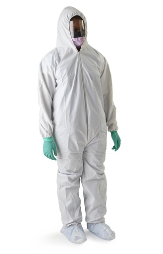 [NONCV980XL] Medline Anti-Static Microporous Breathable Coveralls with Hood and Boots, White, XL