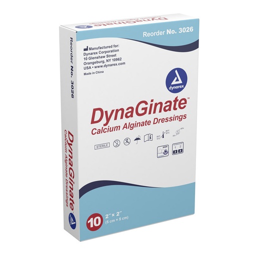 [3027] DynaGinate - Calcium Alginate Dressing, 4.25" x 4.25" (Box of 10)