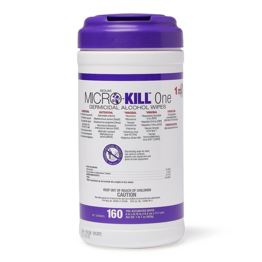 [MSC351300] Medline Micro-Kill One Disinfectant Wipes - TUB OF 160 WIPES