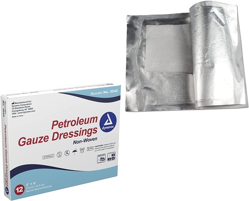 [3039] Dynarex Petroleum Gauze Dressing 3" x 9", 50/Box