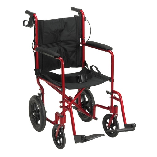 [EXP19LTRD] Drive Lightweight Expedition Aluminum Transport Wheelchair - RED