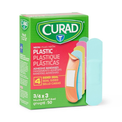 [NON256131] CURAD Neon Plastic Adhesive Bandages, 3/4" x 3"